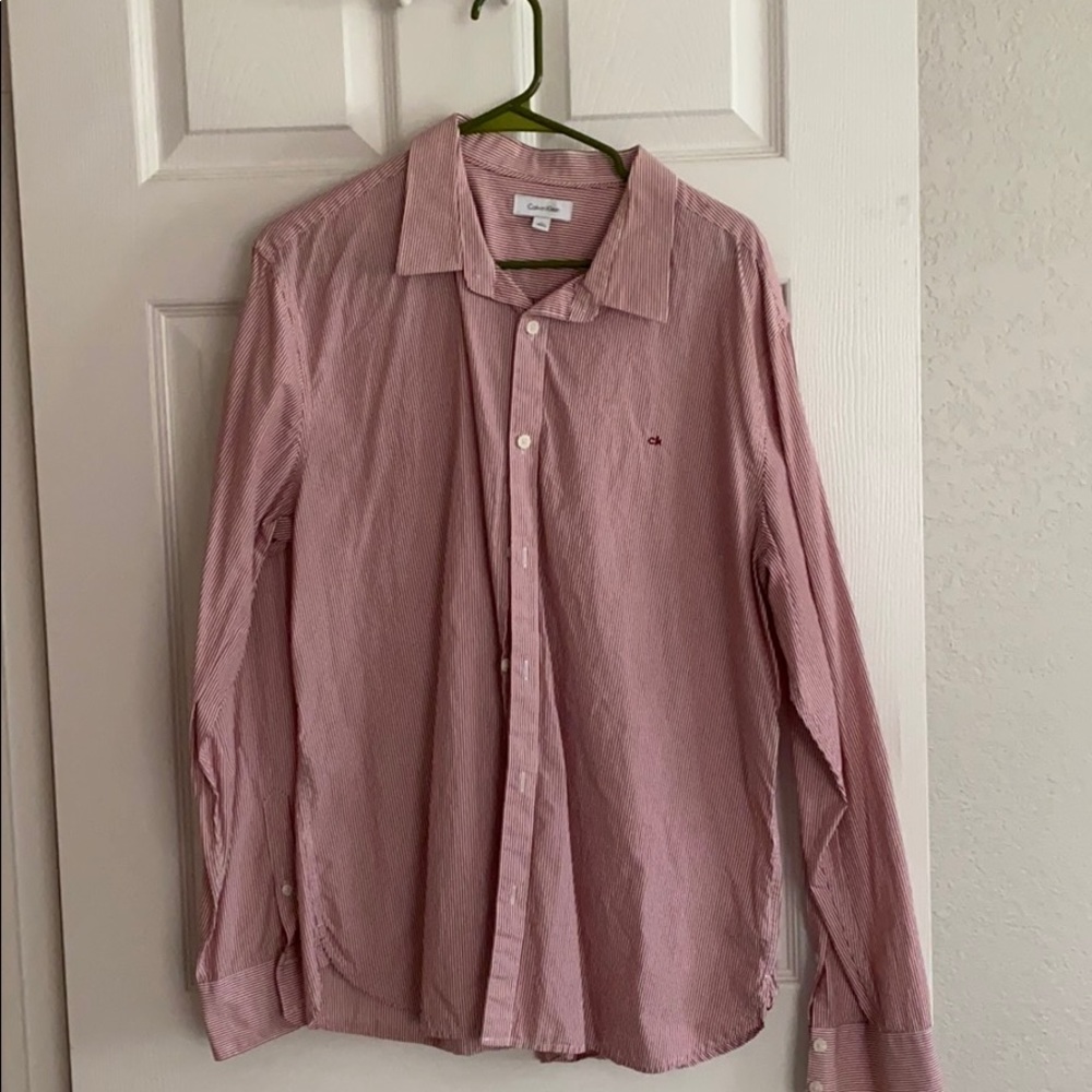 Red and white stripped dress shirt